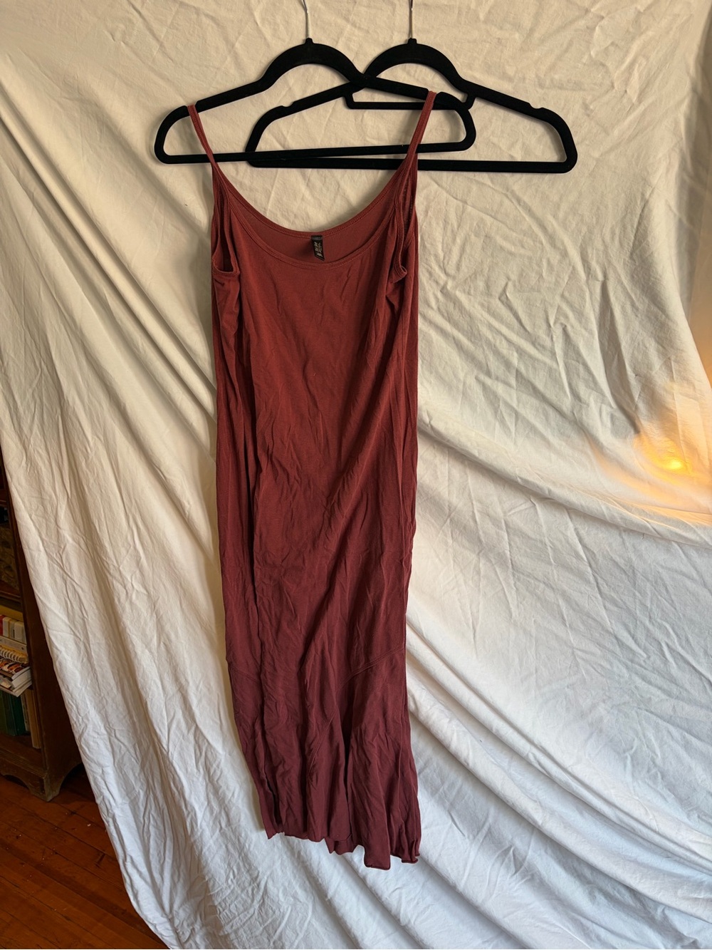 Sleeveless Maxi Slip Dress in Rust Red